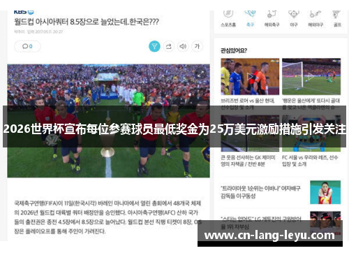 2026世界杯宣布每位参赛球员最低奖金为25万美元激励措施引发关注